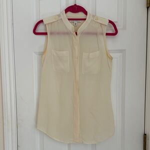 100% Silk Banana Republic Sleeveless Cream Blouse